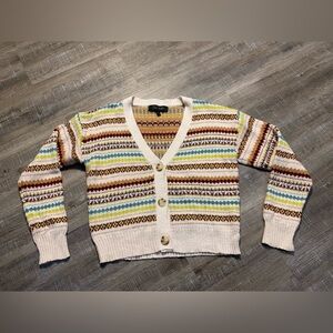Oak and Trellis Fair Isle Pattern‎ 3-Button Cardigan In Alhambra Size Large